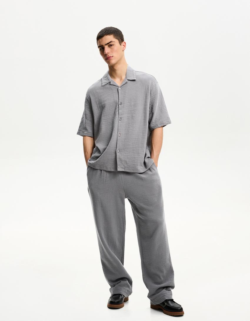 Wide-leg trousers-Dark grey