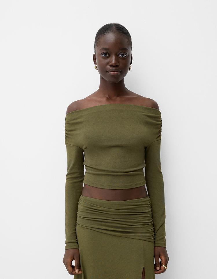 Gathered Bardot sweater