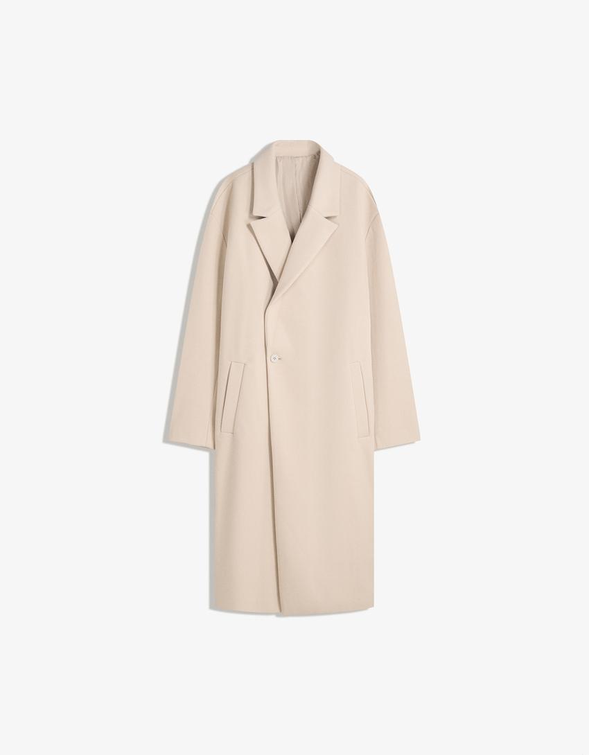 Double-breasted wool cloth coat-Sand