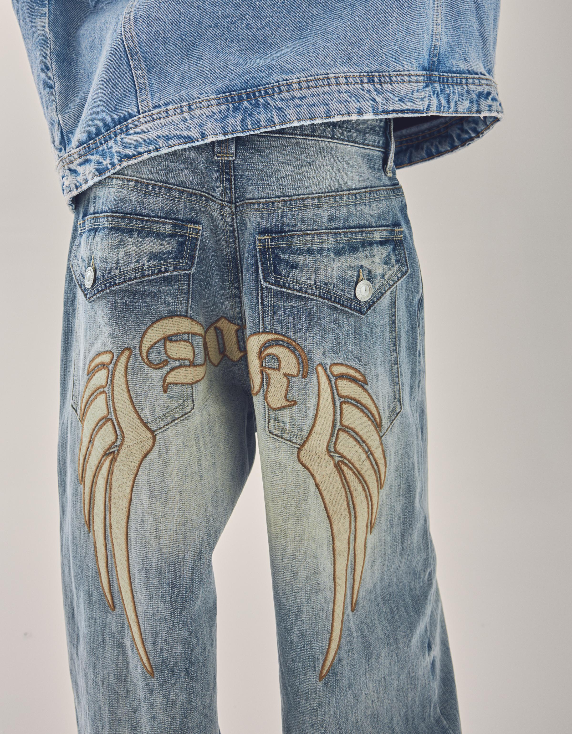 İşlemeli super baggy fit jean - Görsel 7