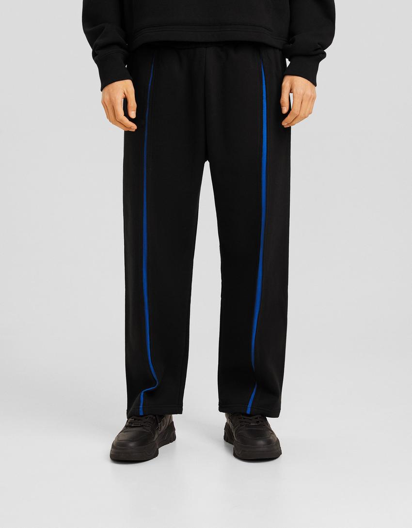 Pantalon wide leg molleton-Noir-2