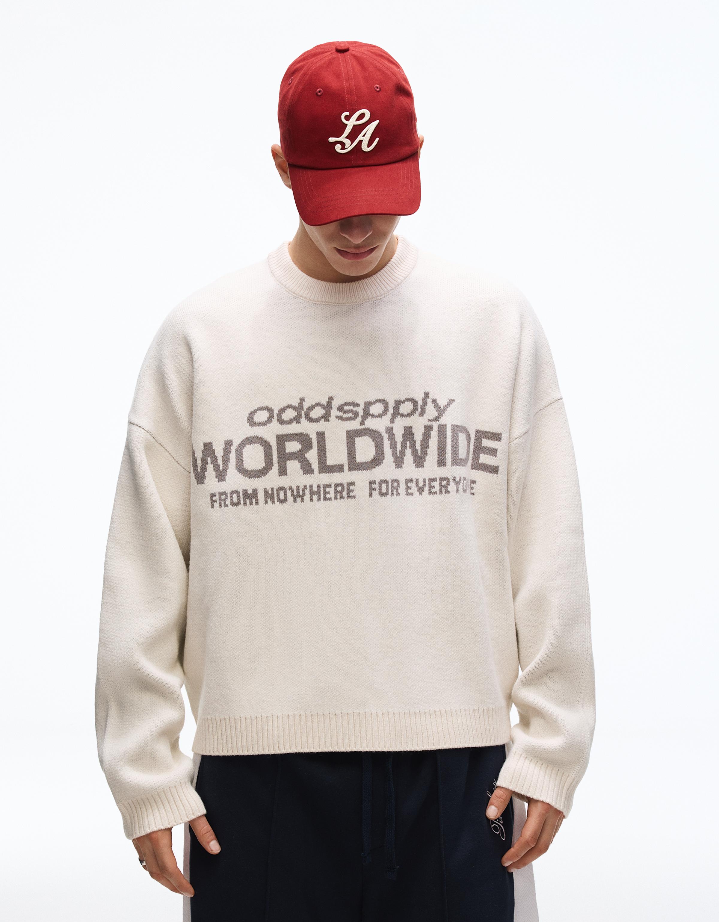 Bershka Jacquard-Pullover Mit Print Herren L Grbrochenes Weiss