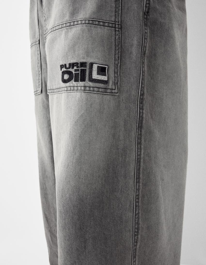 بنطال جينز واسع للغاية-رمادي داكن-5