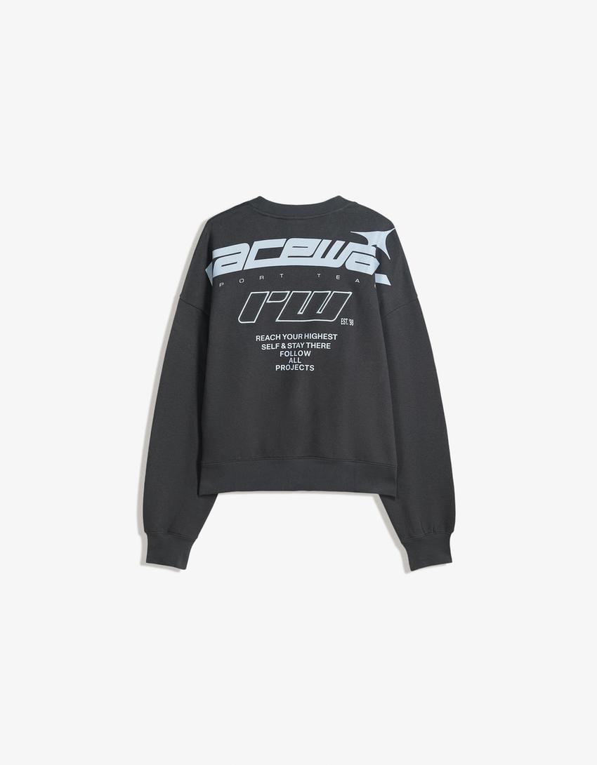 Sweat Boxy fit imprimé-Bleu