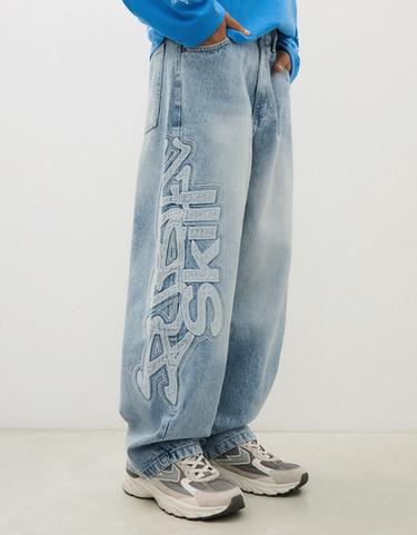 Super baggy jeans with side patches — Light blue 3
