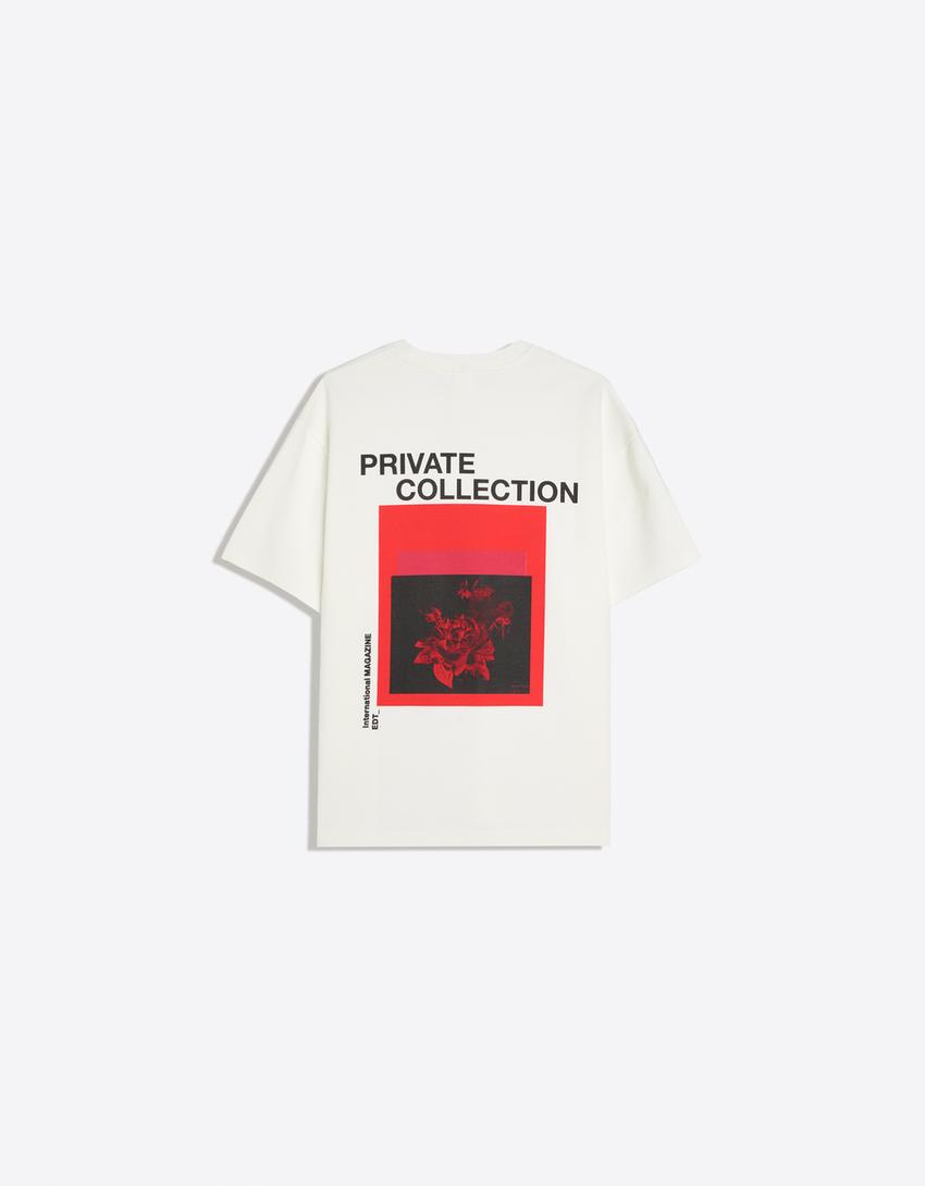 Plush interlock printed T-shirt-Off white