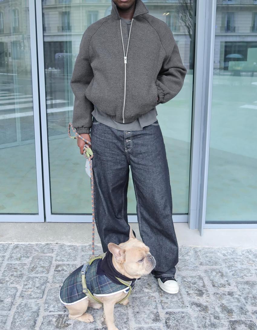 Caçadora de pana trucker-Gris