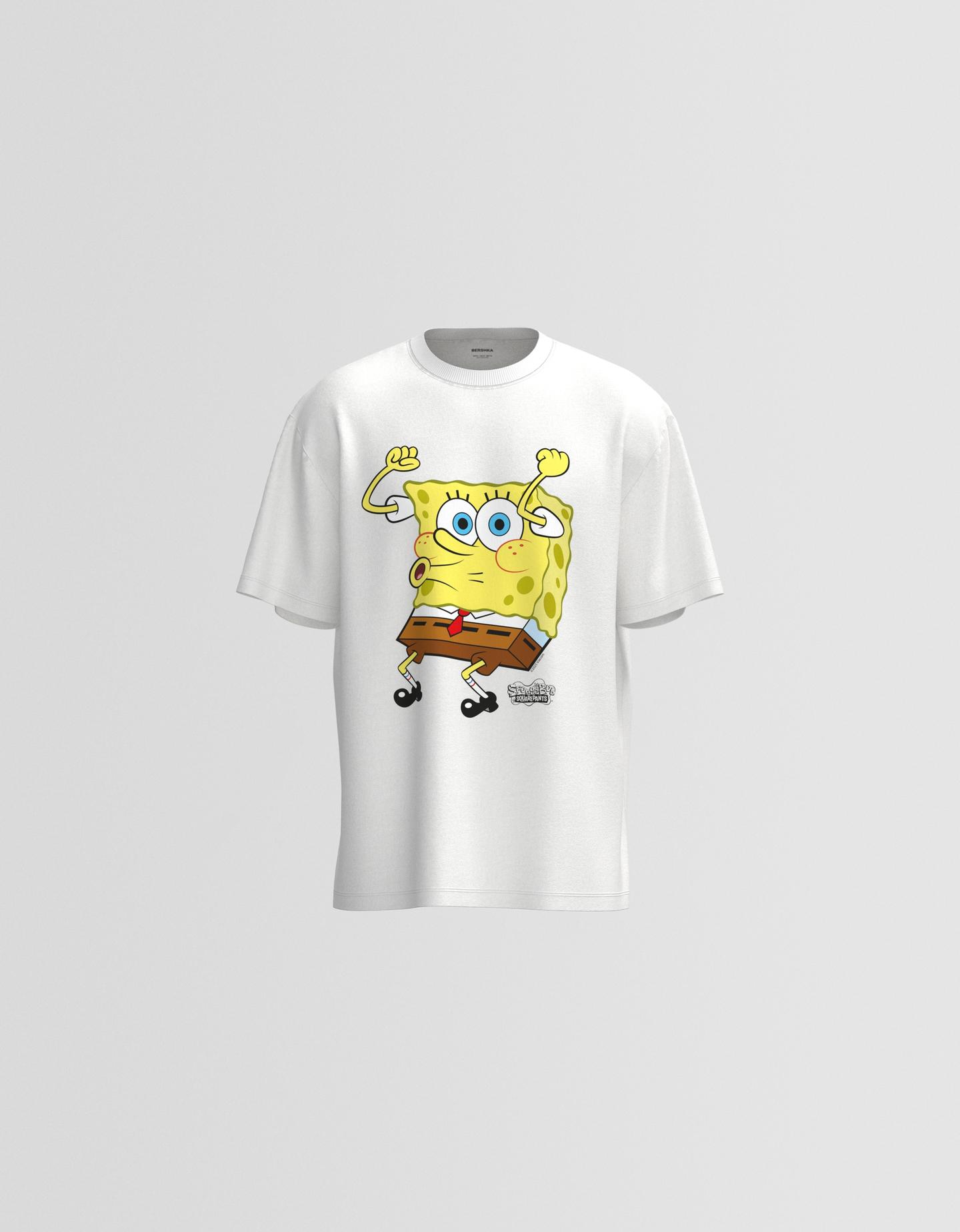 Bershka koszulka spongebob z krótkim rękawem biały