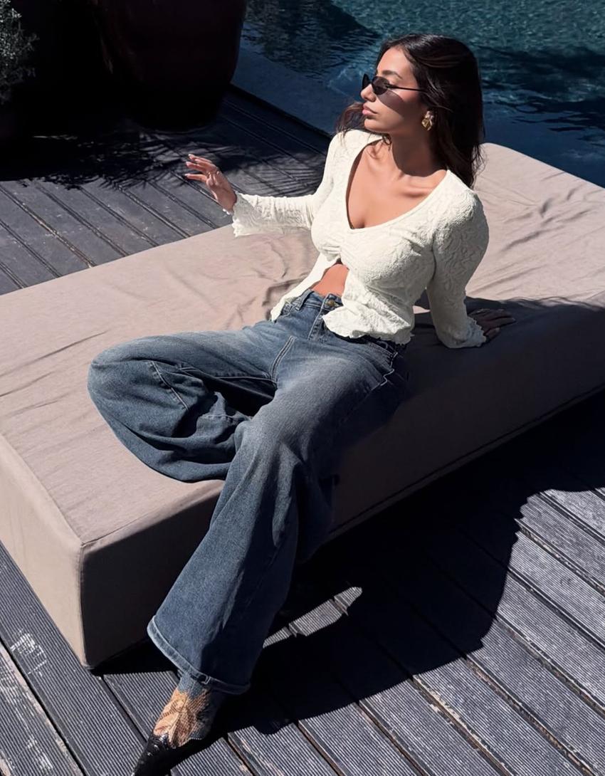 Baggy Barrel Jeans mit tiefem Bund-Blau