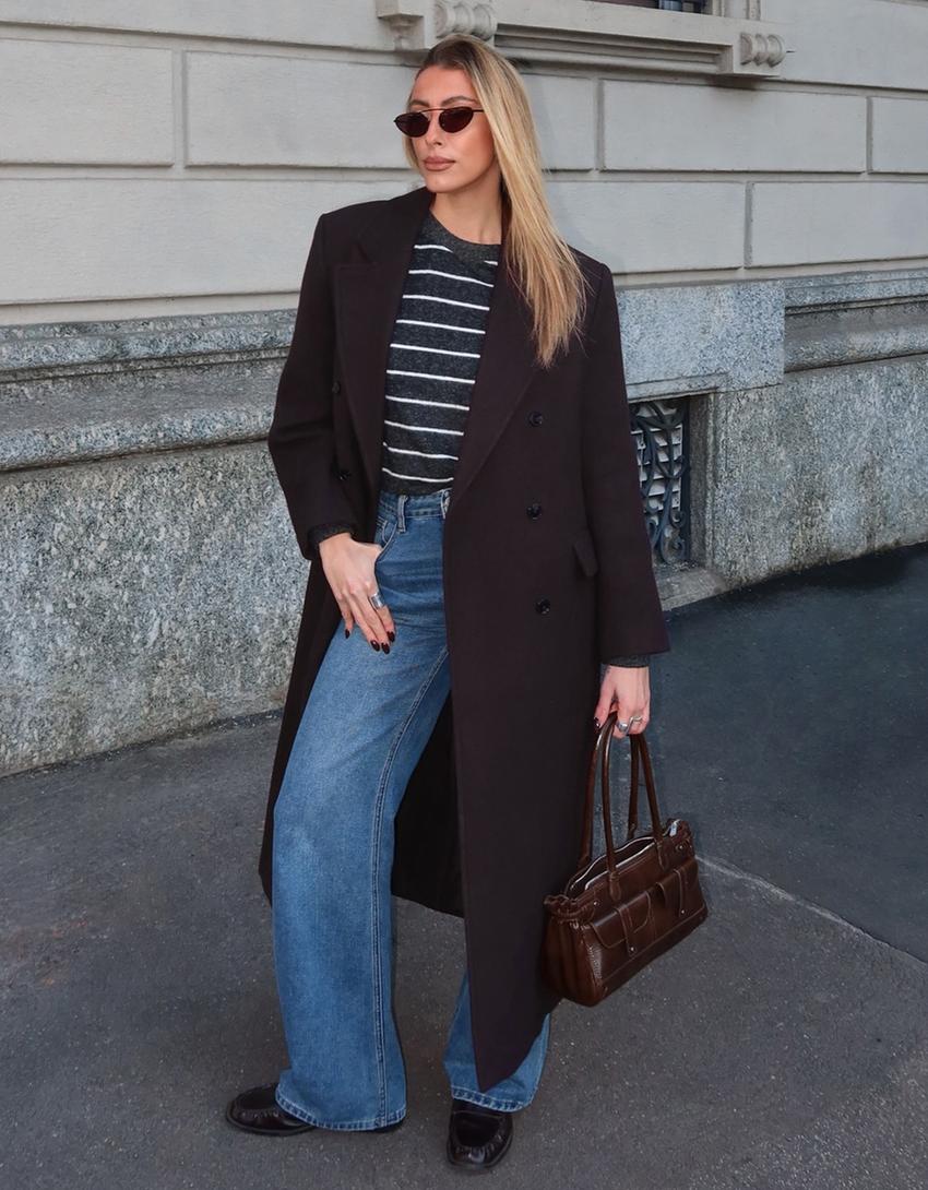 Oversize cloth coat-Burgundy