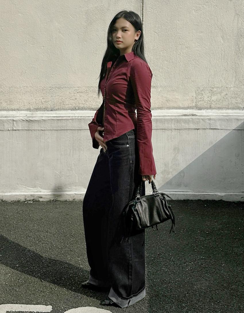 Low-rise boyfriend jeans-Dark grey