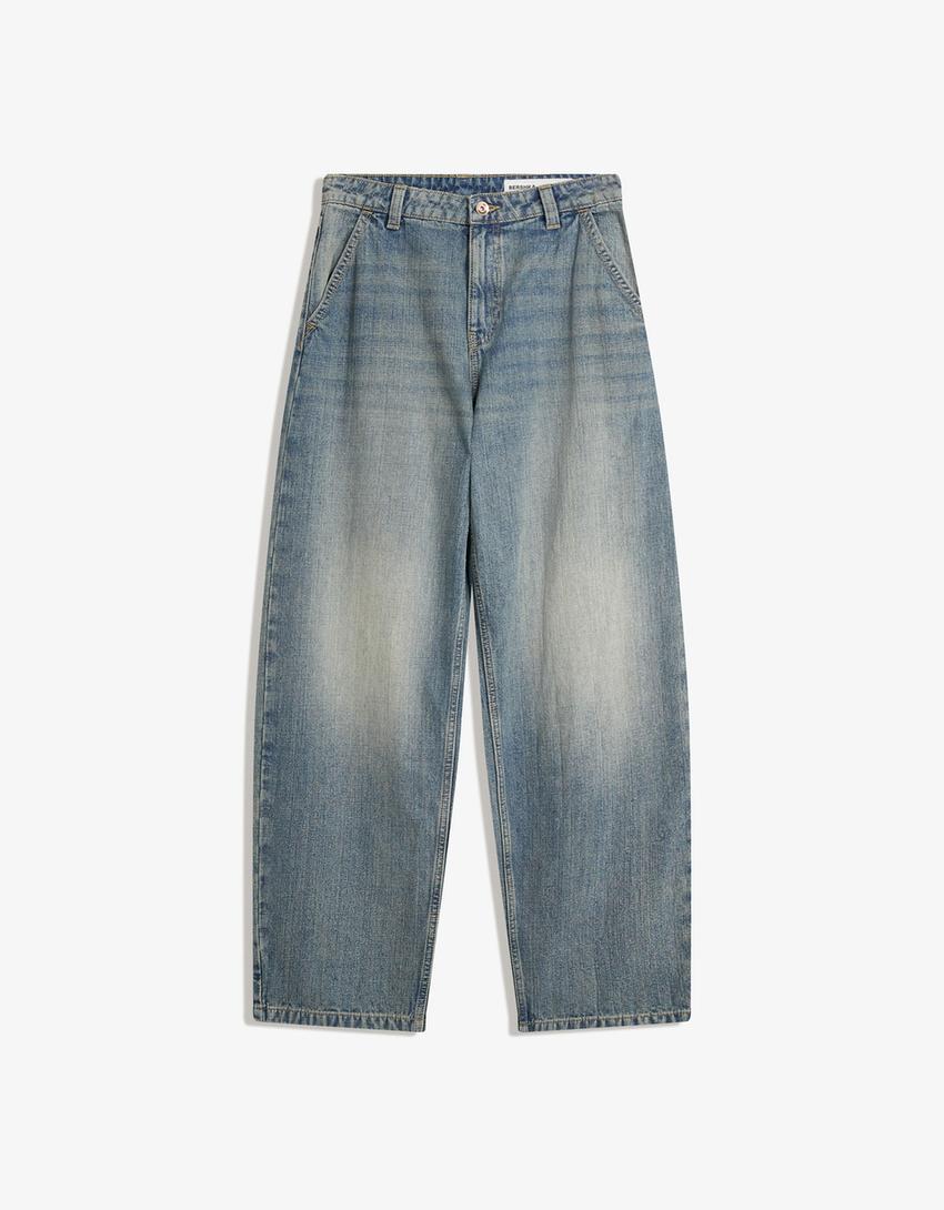 Balloon fit baggy jeans-Light blue-3