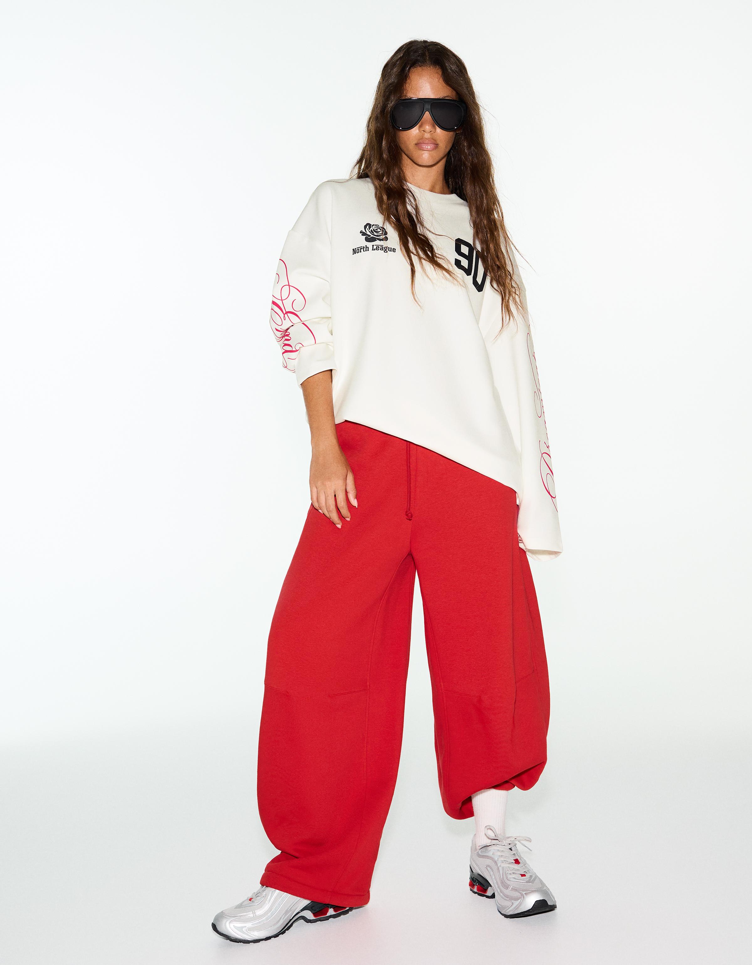 Round neck print sweatshirt — Off white