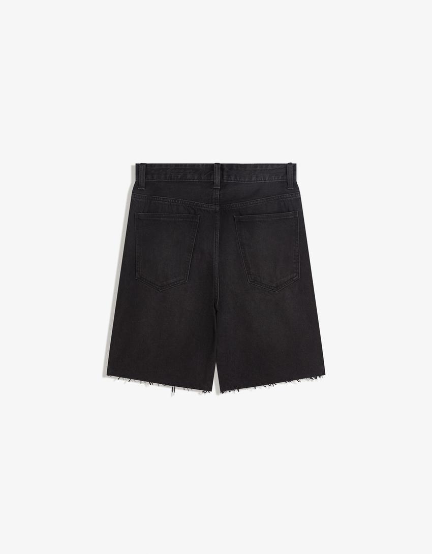 Bermuda denim rotos-Negro