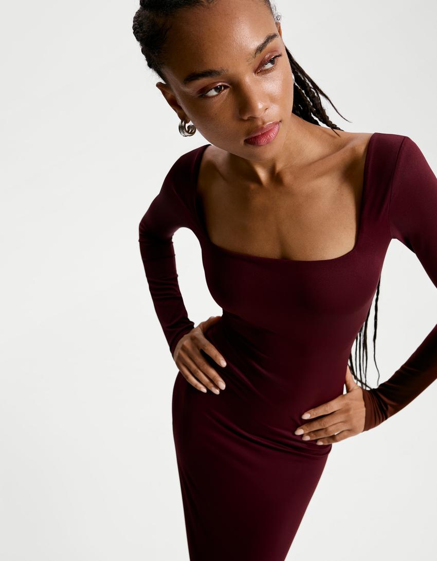 Long Sleeve Vestidos Bershka Manga Larga Bershka Jersey Dress