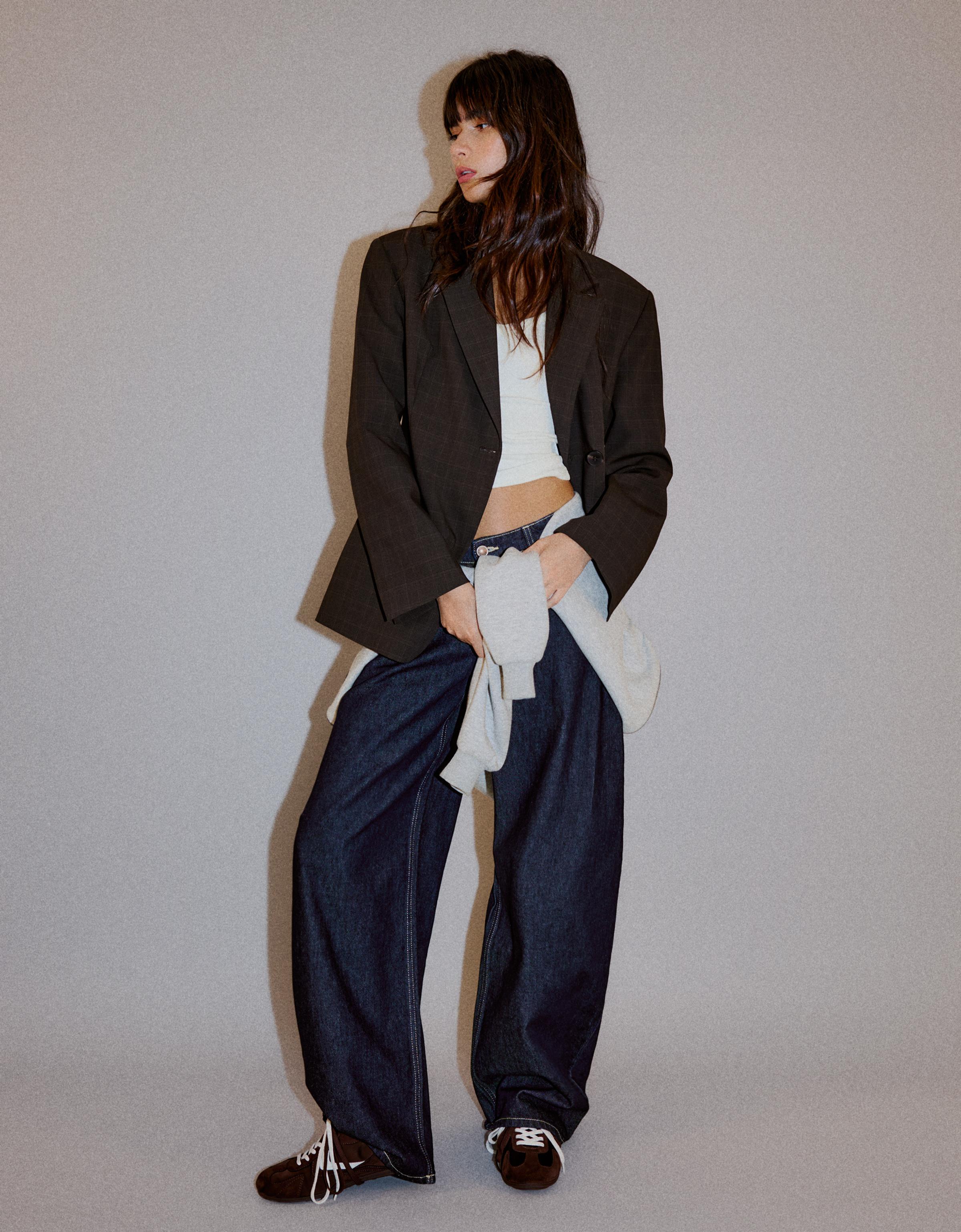 Tailored check blazer — Brown