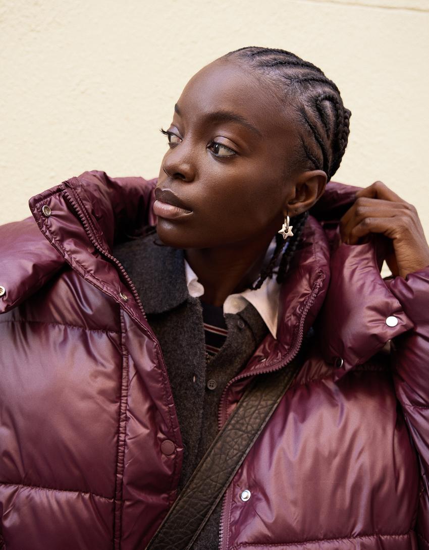 Blouson bouffant déperlant et isolant thermique-Bordeaux