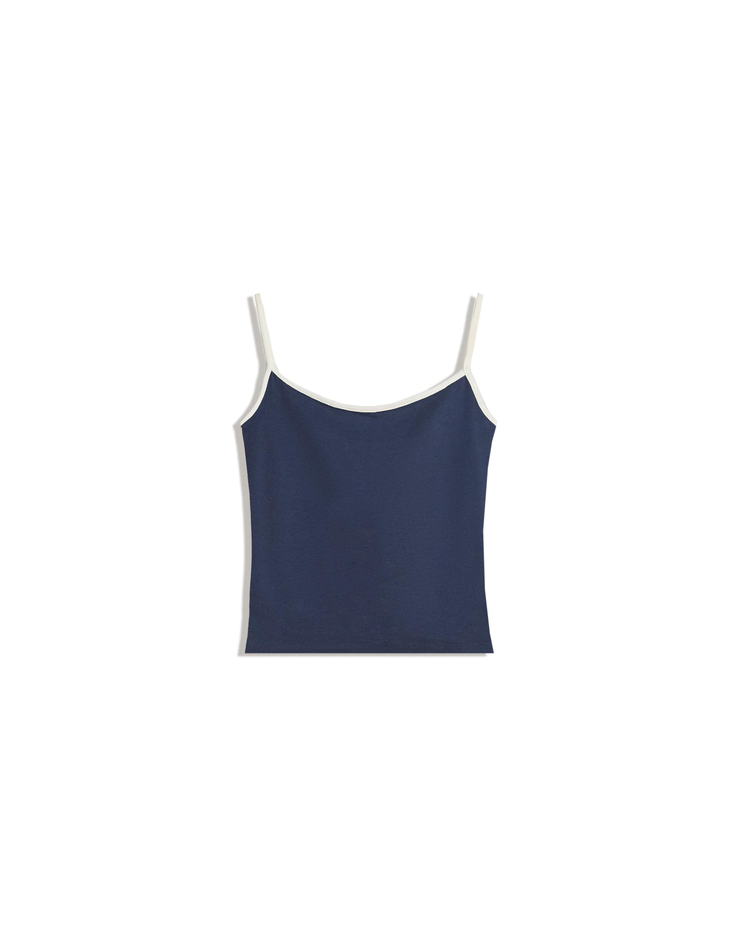 Contrast strappy top — Navy