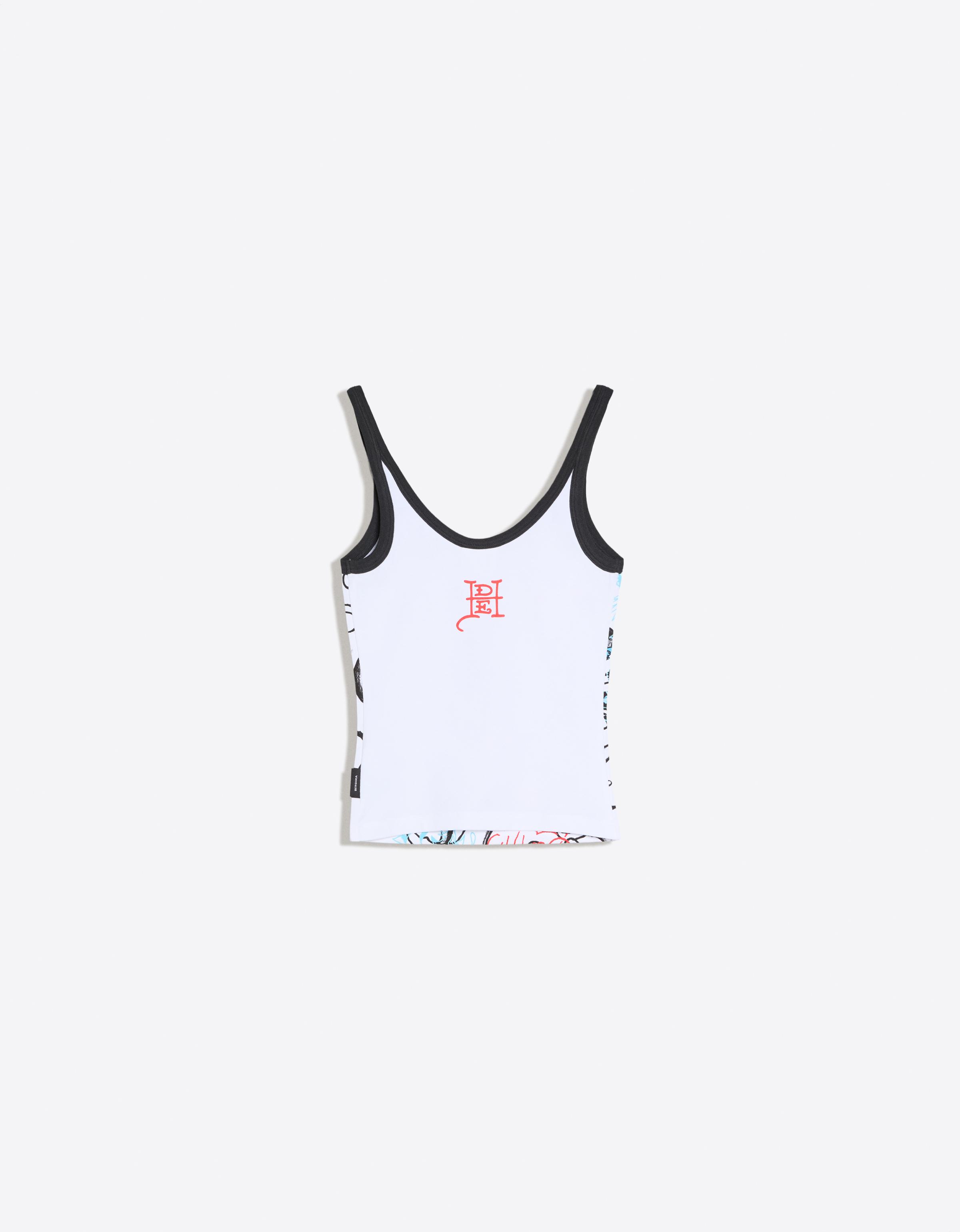 ED HARDY X BERSHKA print vest top — Off white