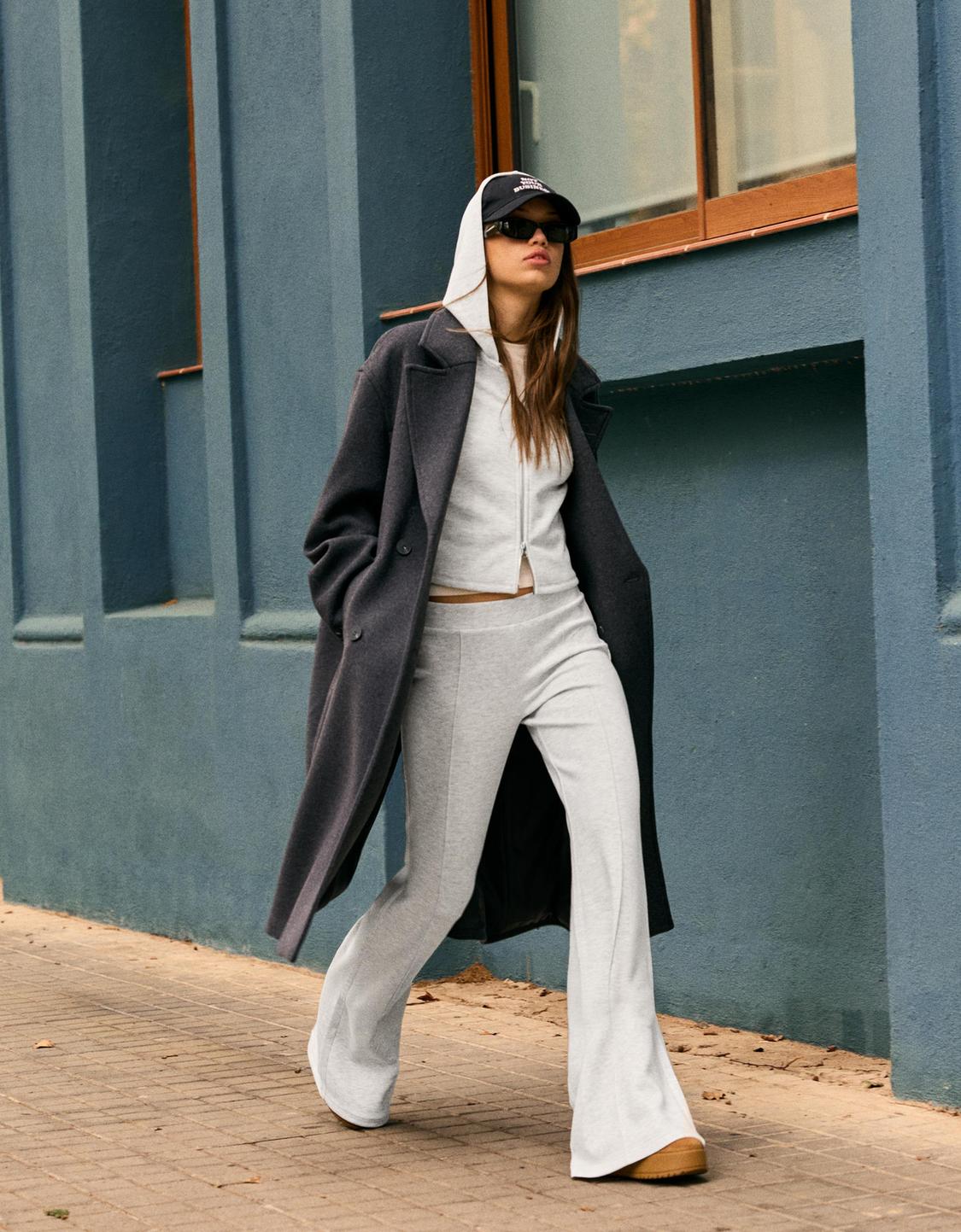 Soft modal blend flared trousers