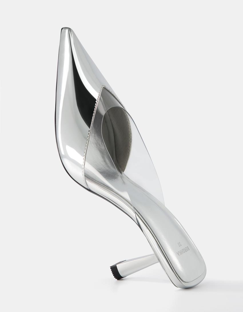 خف فينيل ممعدن بكعب صغير-فضي-3