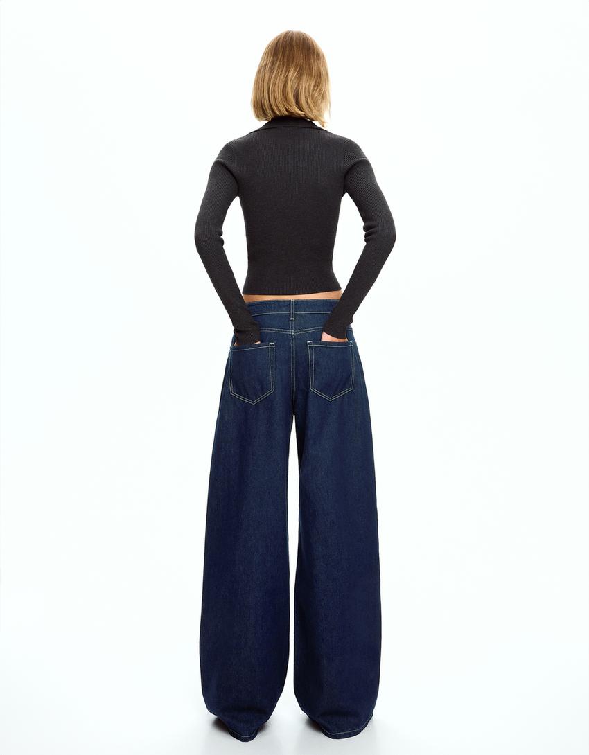 Wide-leg jeans-Navy-1