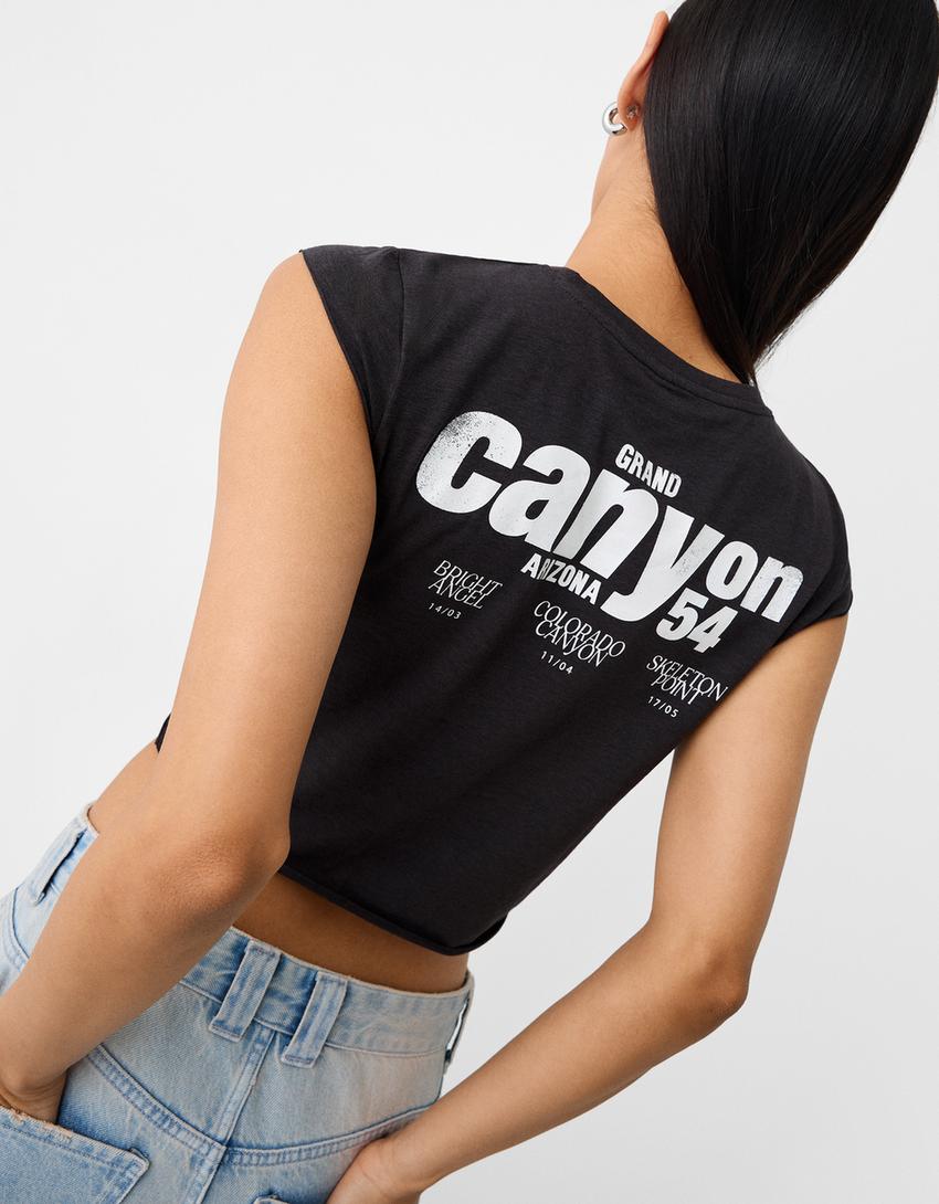 تيشرت بأكمام قصيرة وطبعة-رمادي داكن-6