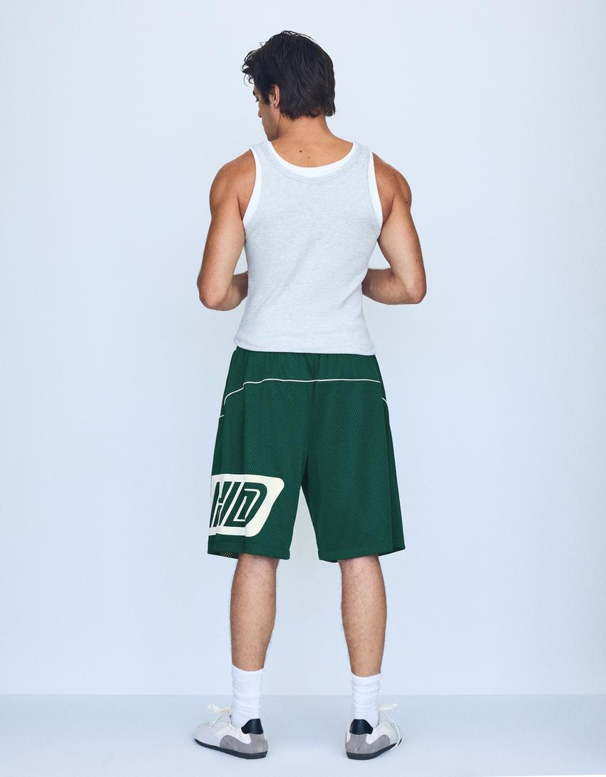 Bermuda mesh contraste print-Verde