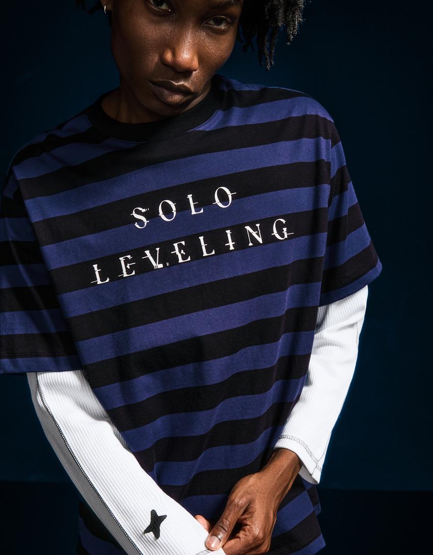 Solo Leveling short sleeve print T-shirt-Dark blue