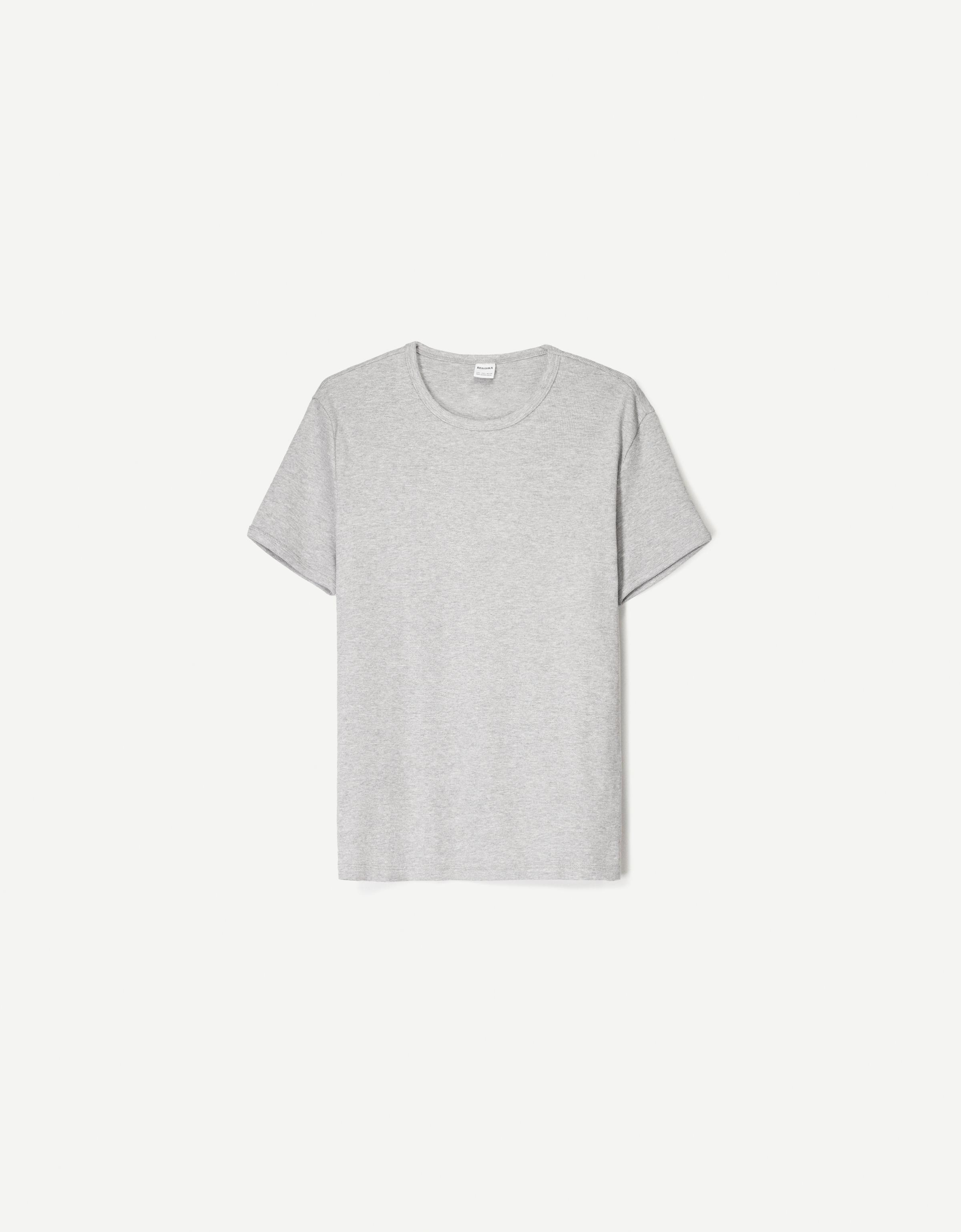 Bershka Geripptes T-Shirt Herren Xs Grau