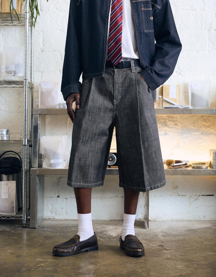 Denim Bermuda shorts-Navy