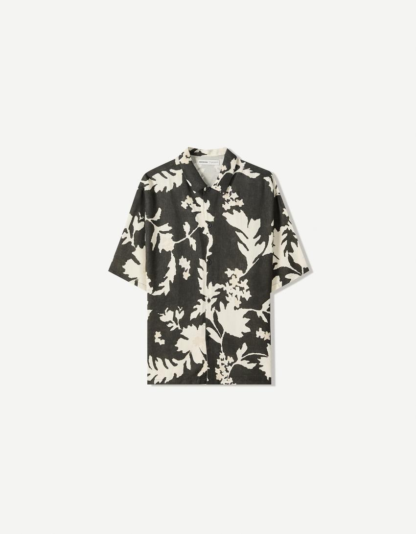 Camisa manga corta print-Negro