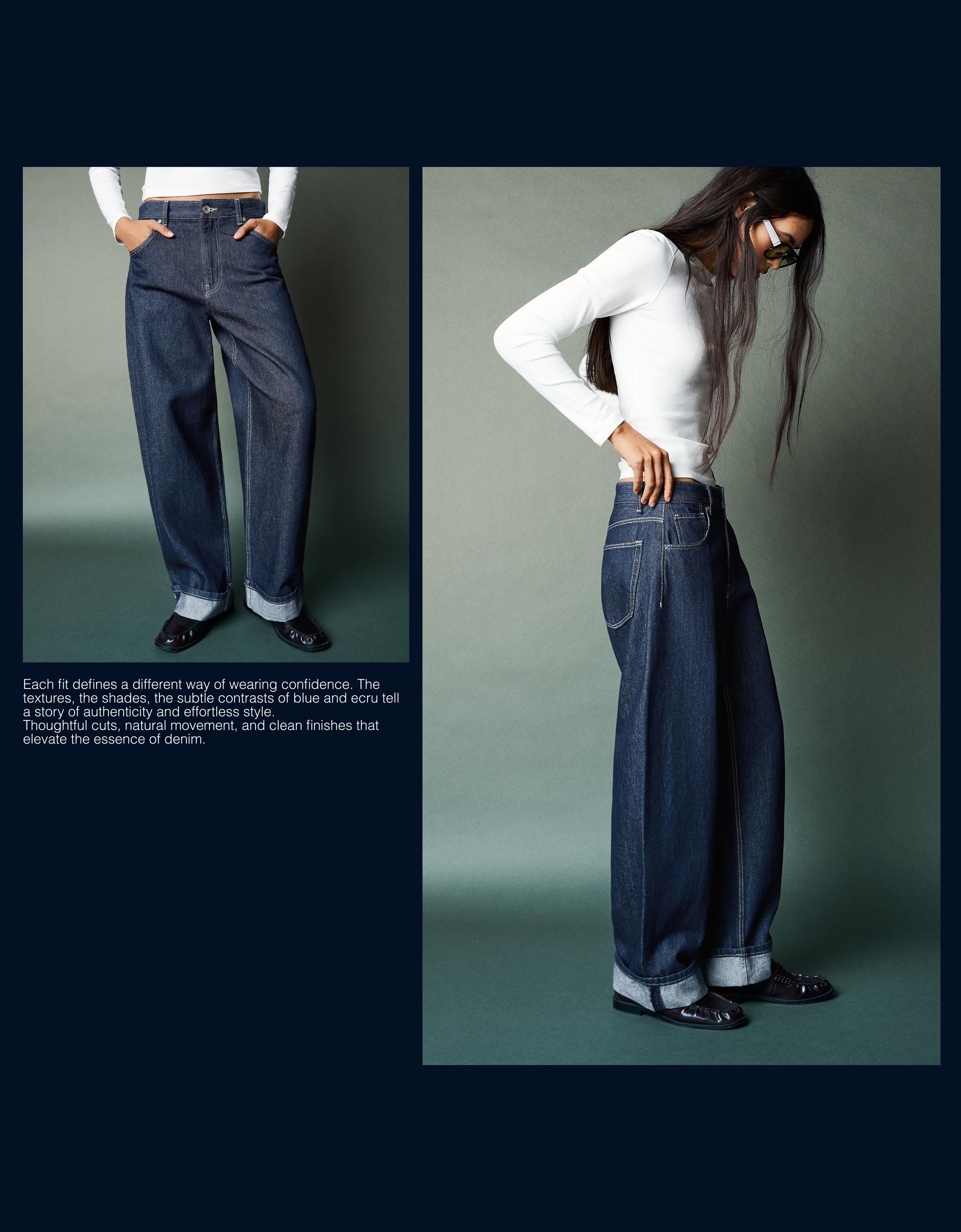 Düşük bel paça detaylı baggy fit jean - Görsel 33