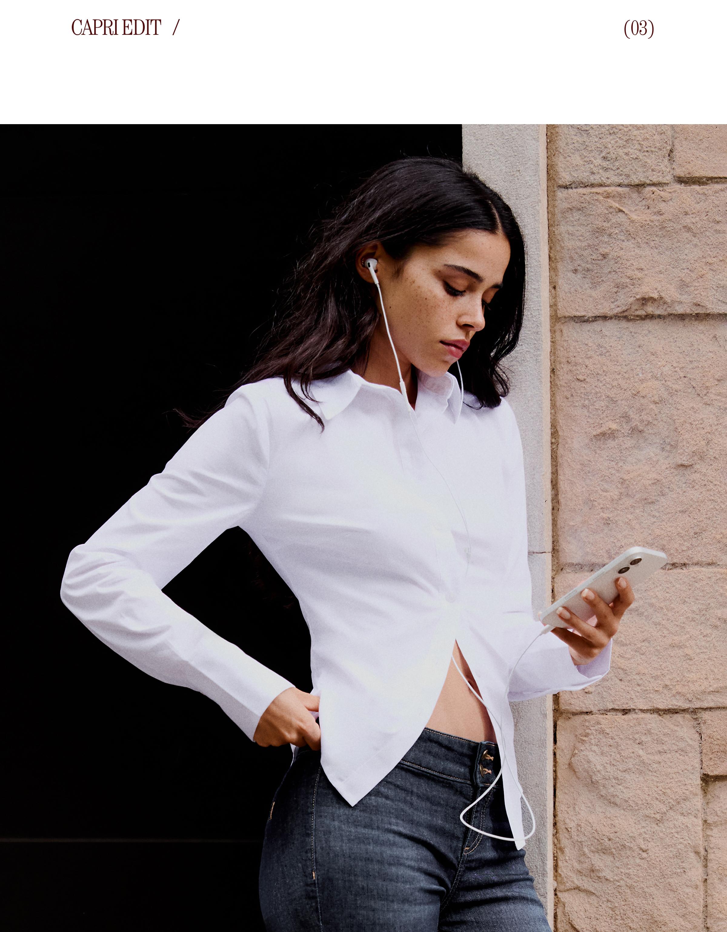 Fitted long-sleeved shirt — White