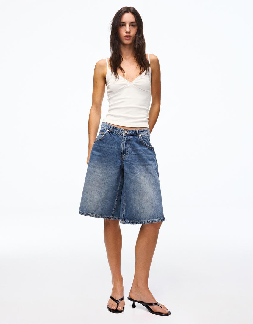 Gathered strappy top-Off white