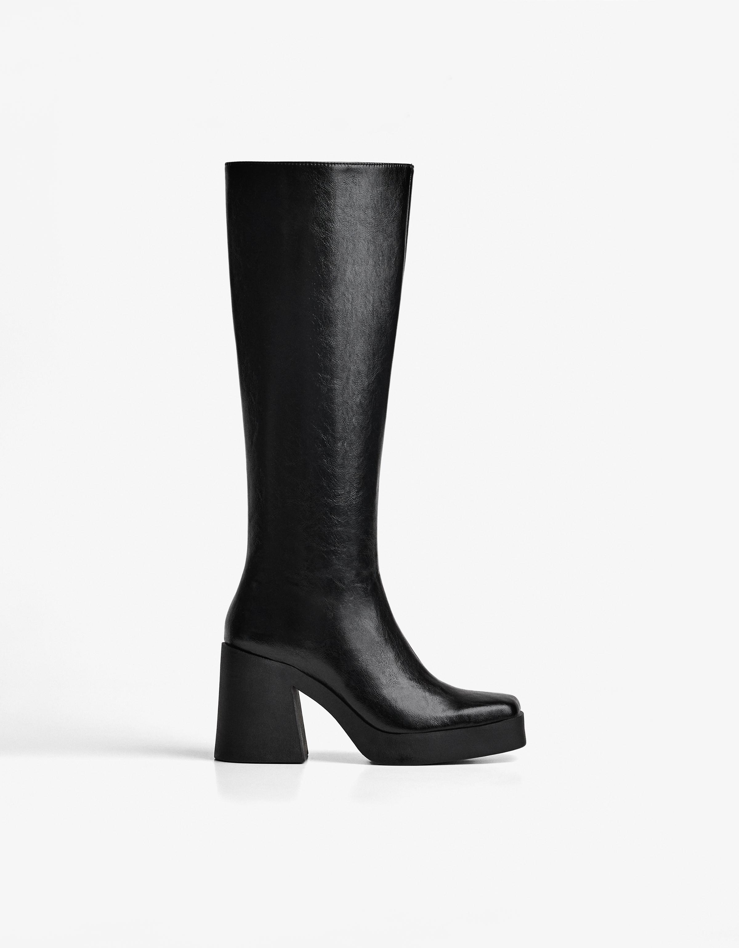 Platform heel boot — BLACK