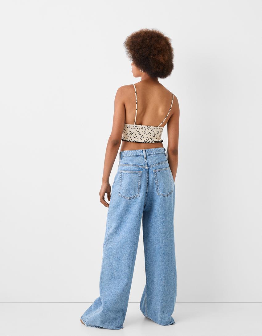 Top marguerites smocks à fil élastique-Noir-1