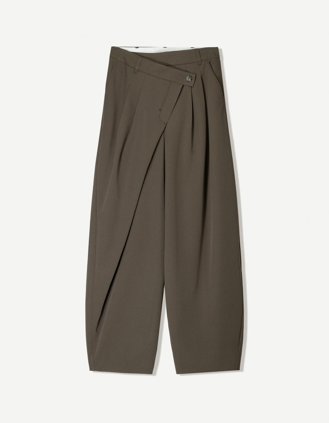 Tailored fit trousers with crossover waist