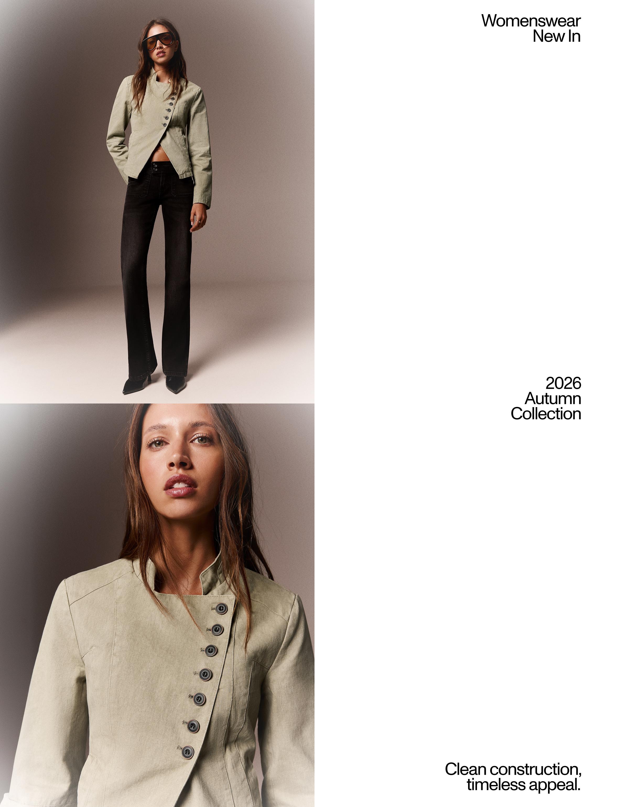 Double-breasted button-up blazer — Cream