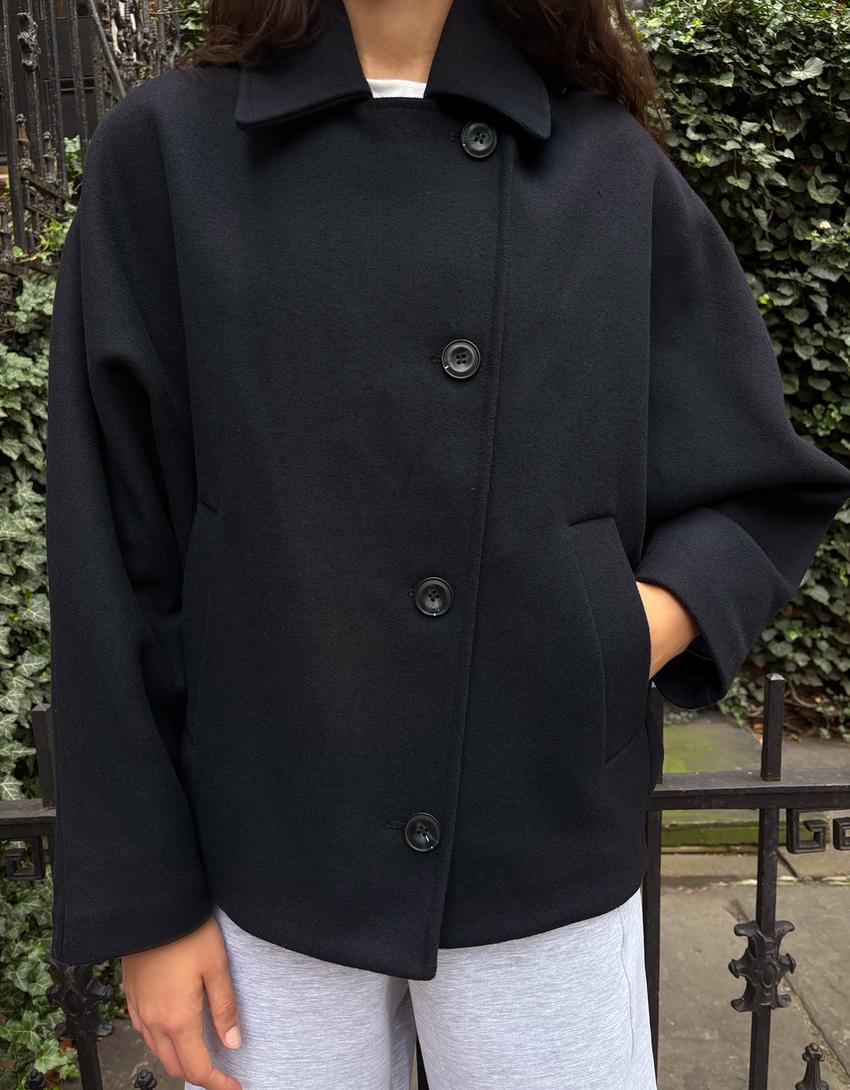 Veste en tissu à manches chauve-souris-Marine