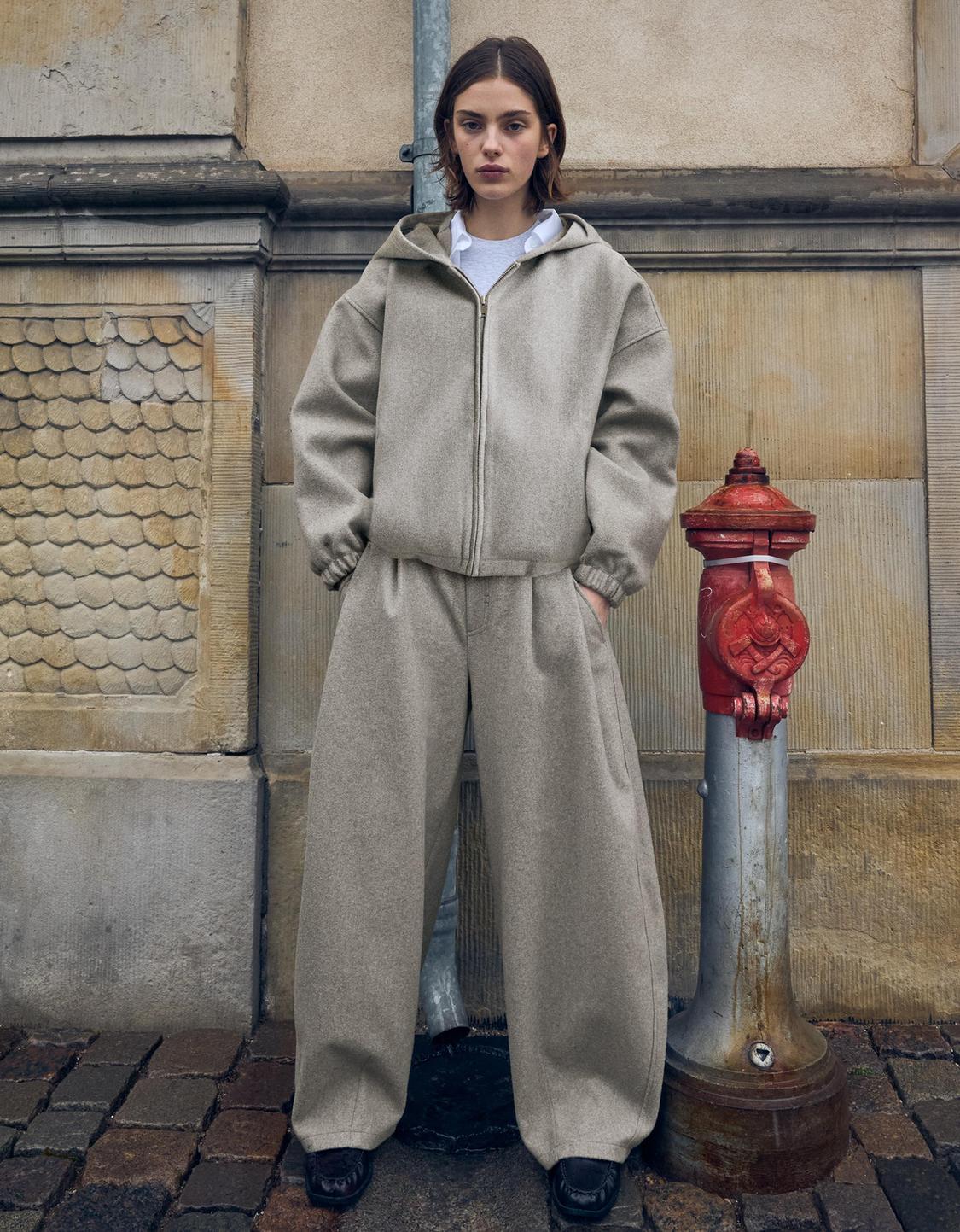 Set giacca e pantaloni barrel effetto lana