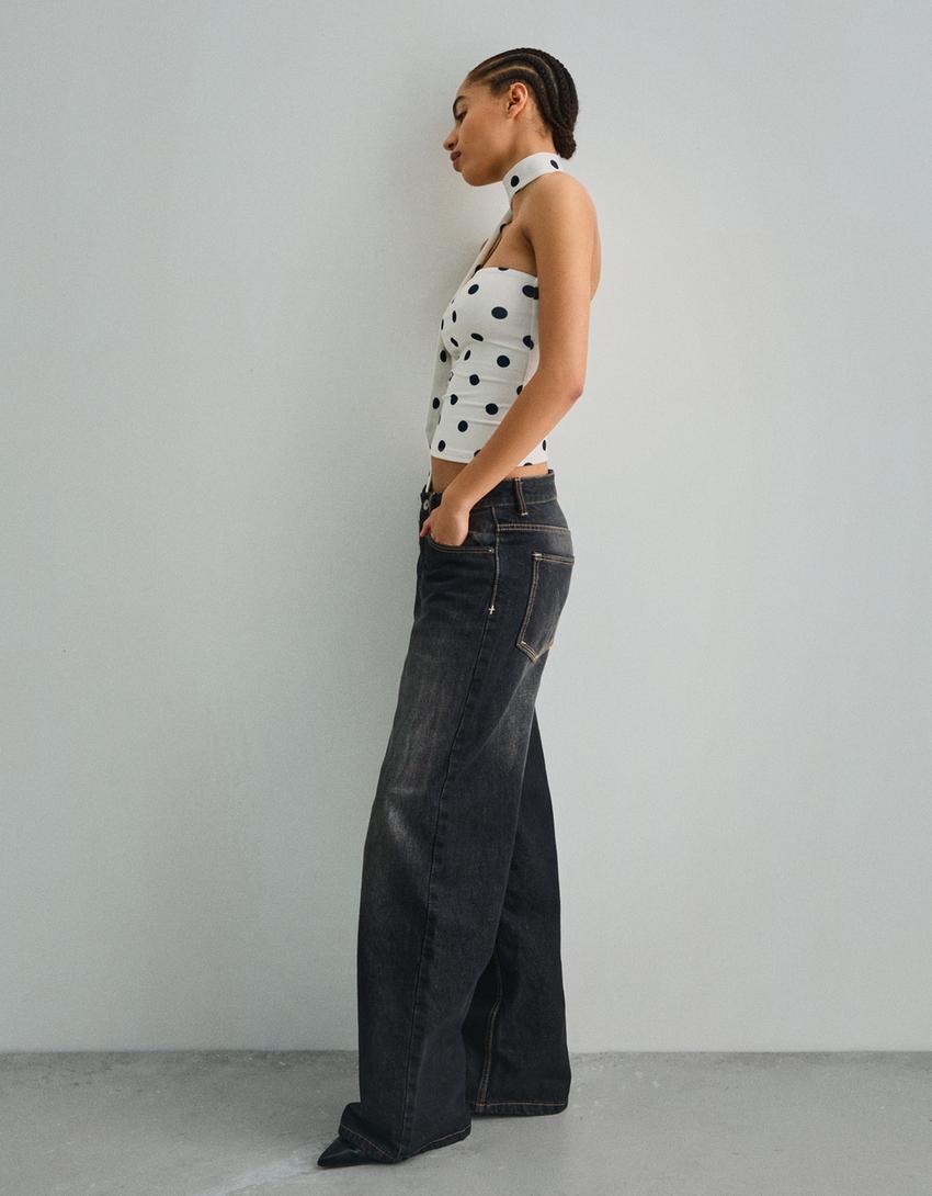 Scarf-style bandeau top-White / Black