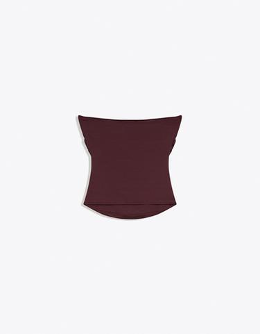 Ruched polyamide bandeau top — Burgundy 6