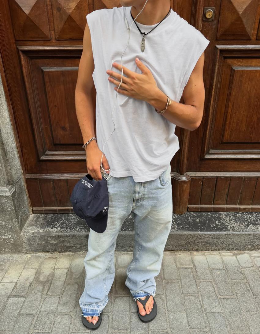 Straight flared jeans-Light blue