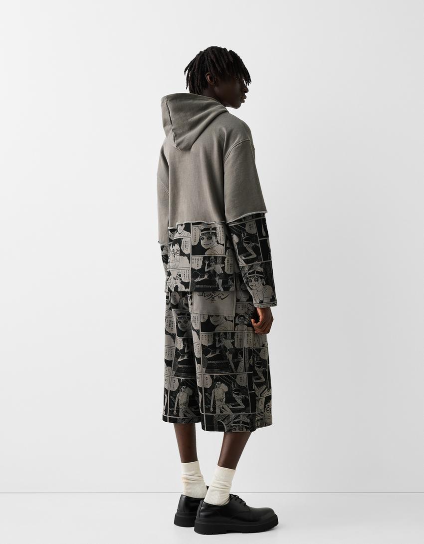 Jort bermuda imprimé Junji Ito Collection-Gris-2