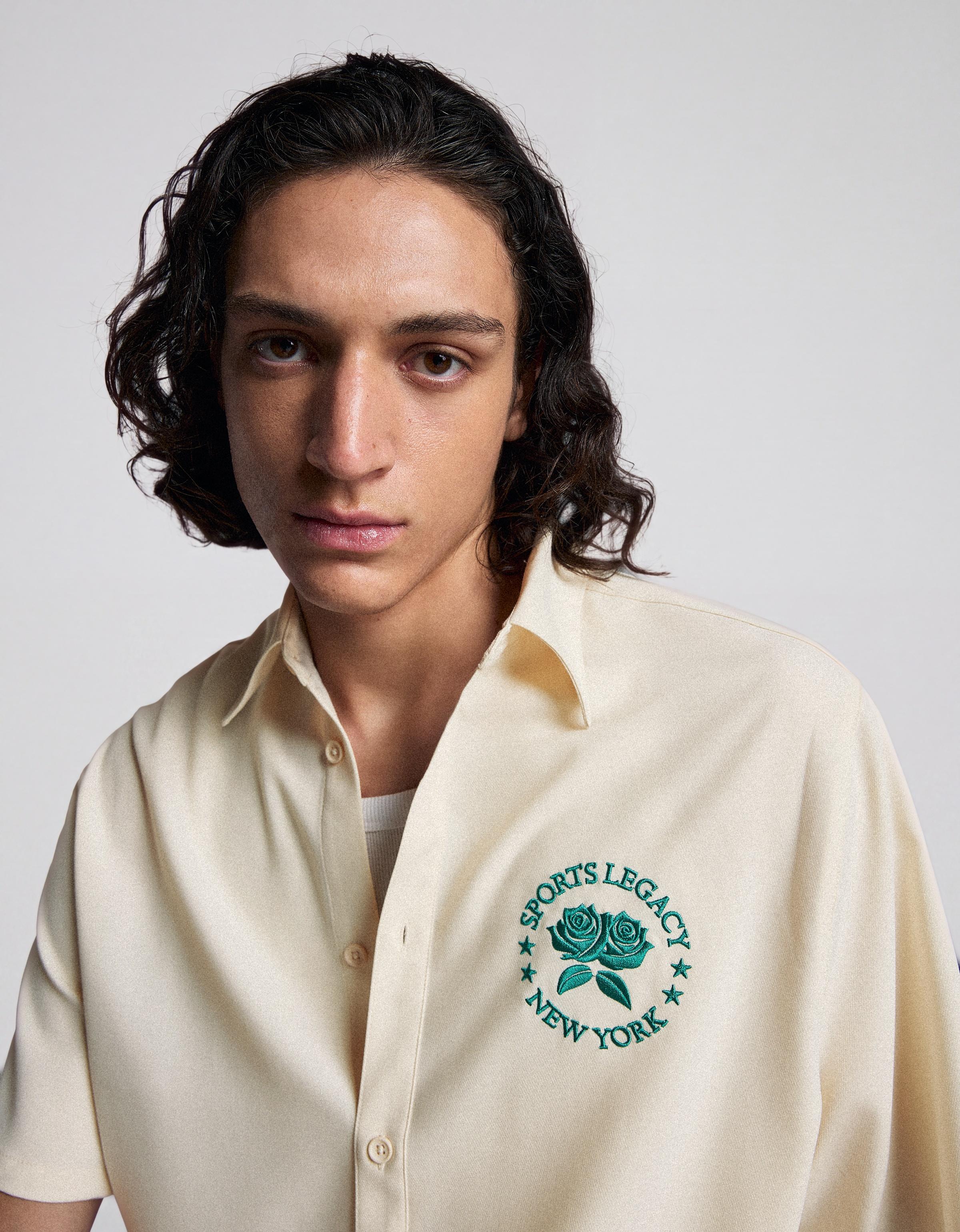 Embroidered short sleeve shirt — Cream