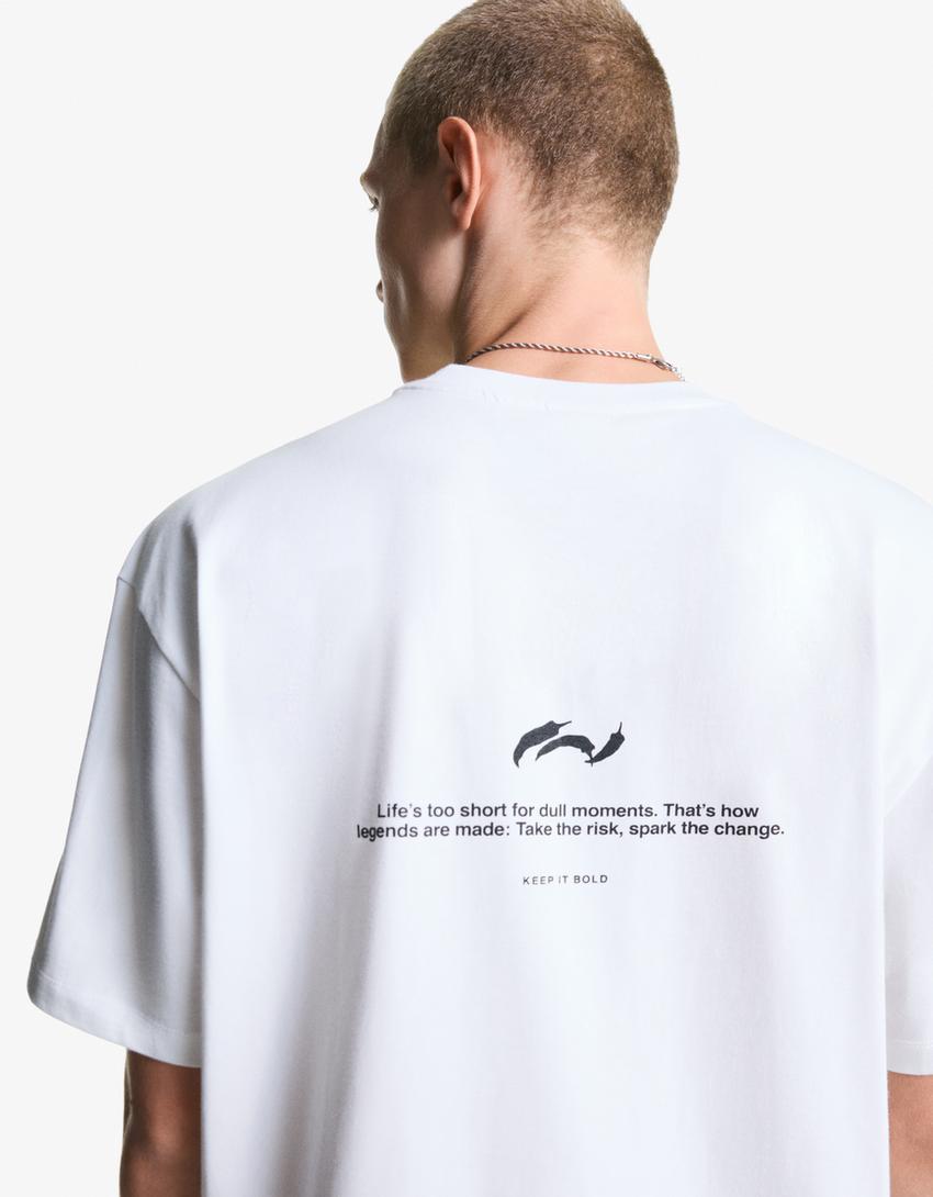 T-shirt manches courtes imprimé-Blanc-1
