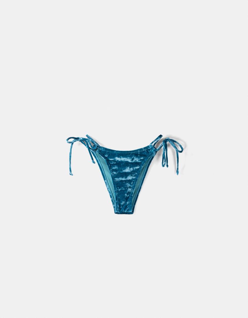 Velvet bikini bottoms-Green-4