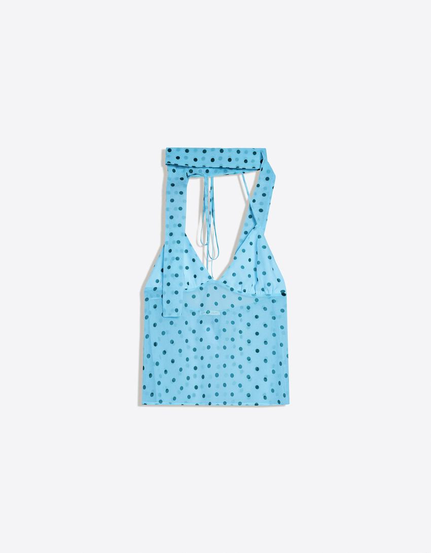 Strappy scarf top-Turquoise