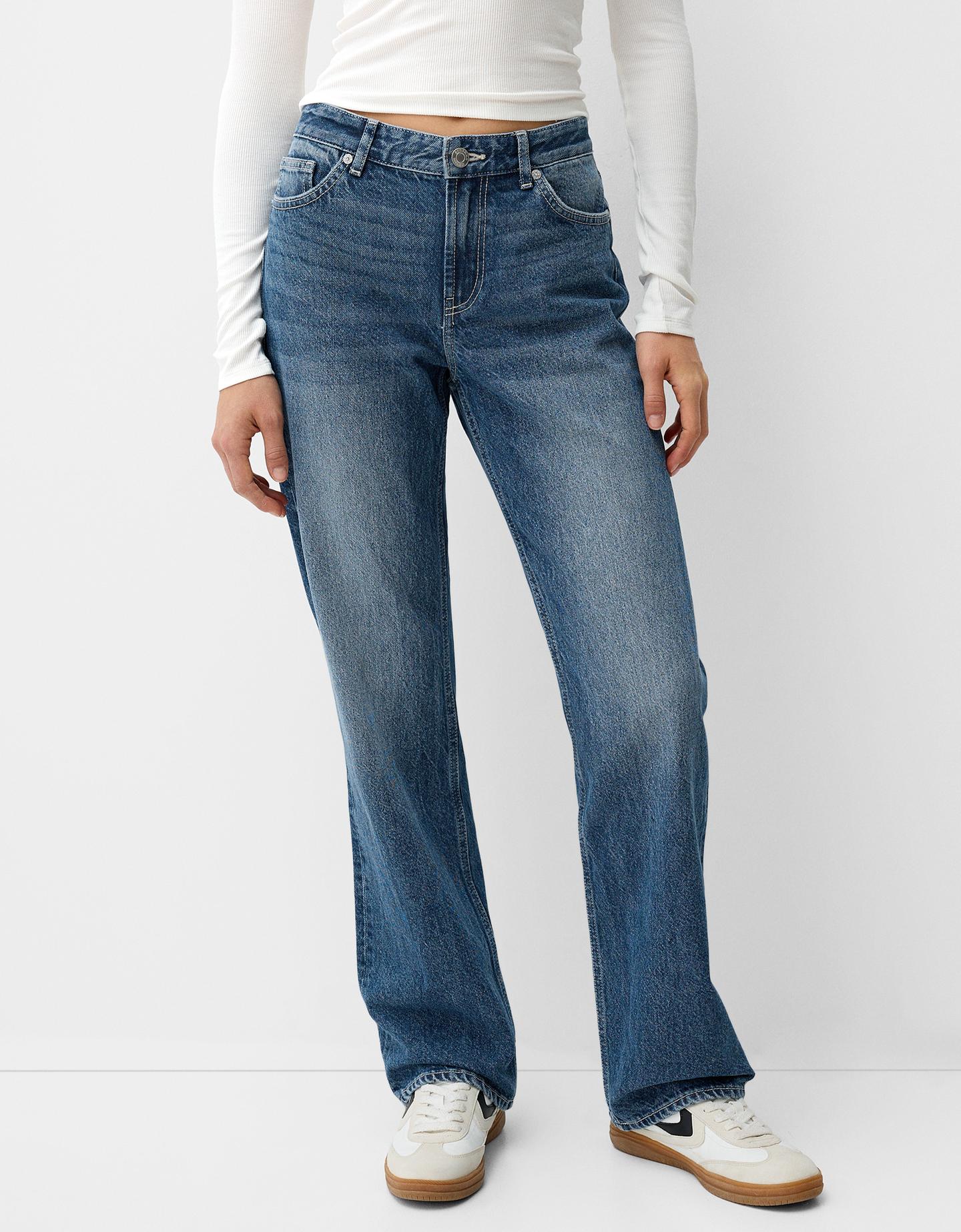 Bershka Jeans Straight Mujer 32 Azul